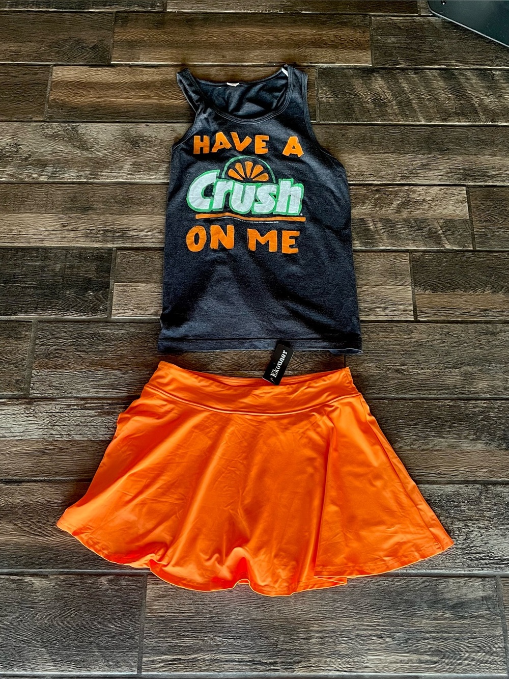 Ekouaer athletic skort skirt built in shorts L Optima Have a Crush on Me tank M